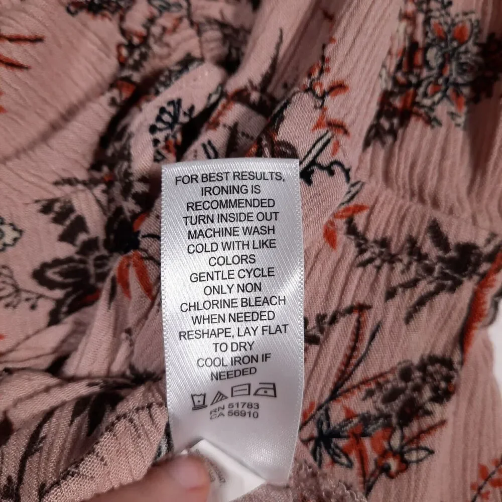 Maurice's Ruched Front Romantic Boho Gauzy Peplum Blouse Pink Floral Size Small - Picture 9 of 12